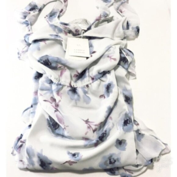 LC Lauren Conrad Womens Gray Blue Floral V Neck Sleeveless Maxi Dress Sz 4 New - Picture 4 of 10